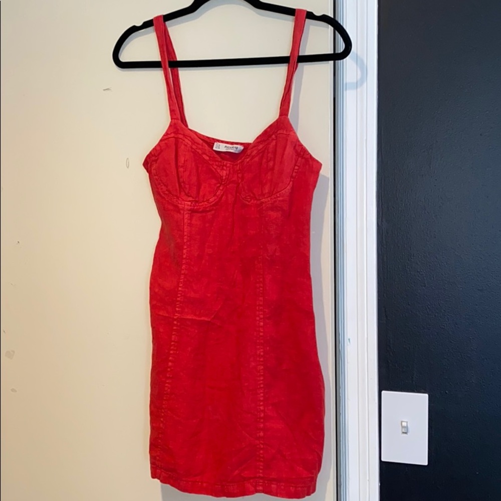 Pull & bear Red linen dress! Size Medium!